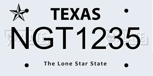 NGT1235 Texas License Plate
