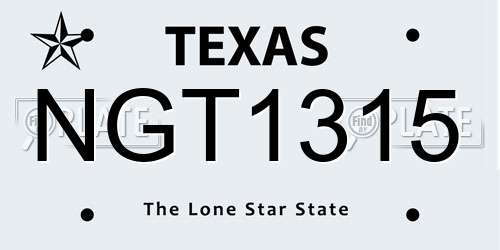 NGT1315 Texas License Plate