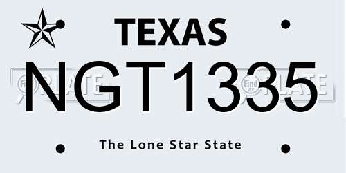 NGT1335 Texas License Plate