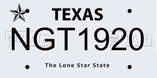 NGT1920 Texas License Plate