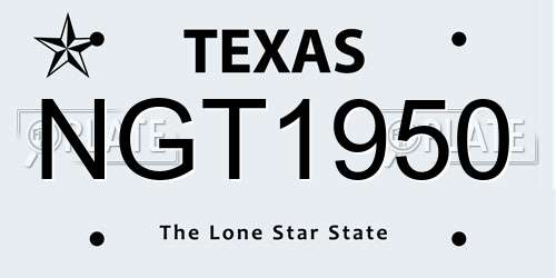 NGT1950 Texas License Plate