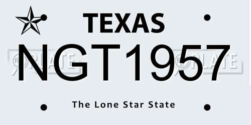 NGT1957 Texas License Plate