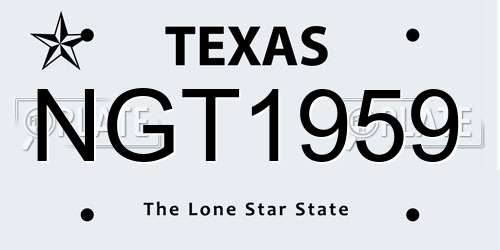 NGT1959 Texas License Plate