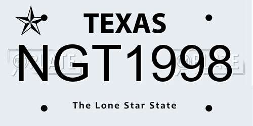 NGT1998 Texas License Plate