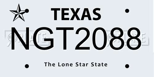 NGT2088 Texas License Plate