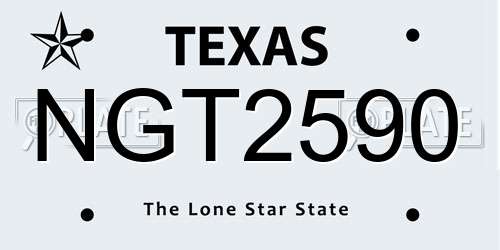 NGT2590 Texas License Plate