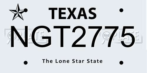 NGT2775 Texas License Plate
