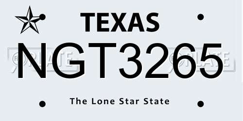 NGT3265 Texas License Plate