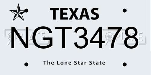NGT3478 Texas License Plate