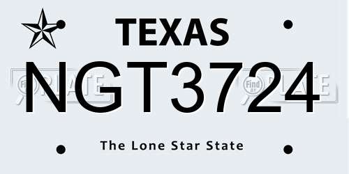 NGT3724 Texas License Plate