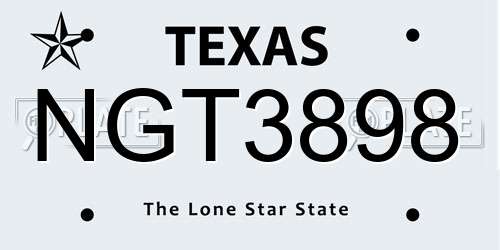 NGT3898 Texas License Plate