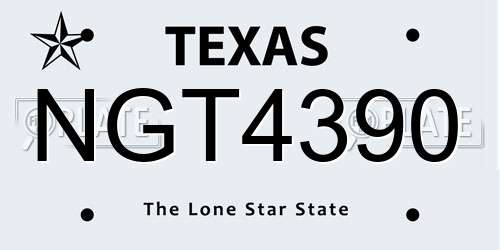 NGT4390 Texas License Plate