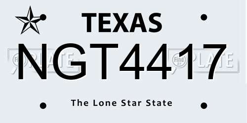 NGT4417 Texas License Plate