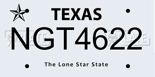NGT4622 Texas License Plate