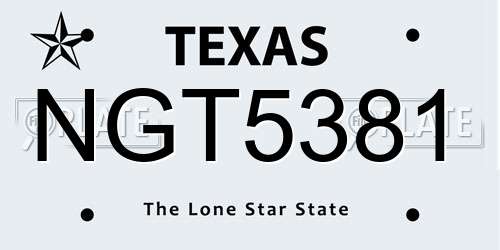 NGT5381 Texas License Plate
