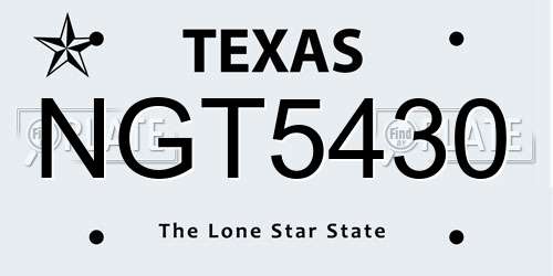 NGT5430 Texas License Plate