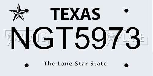 NGT5973 Texas License Plate