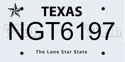 NGT6197 Texas License Plate