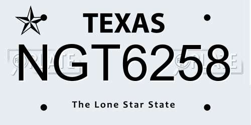 NGT6258 Texas License Plate