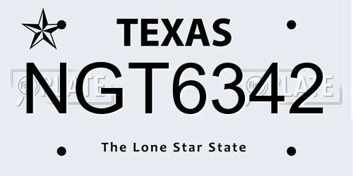 NGT6342 Texas License Plate