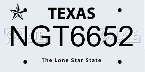 NGT6652 Texas License Plate