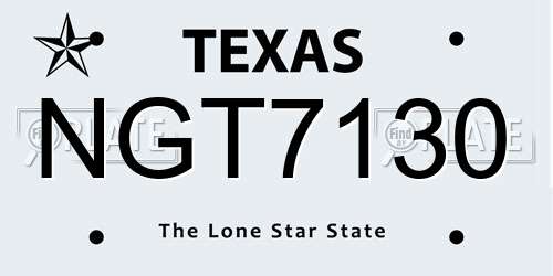 NGT7130 Texas License Plate