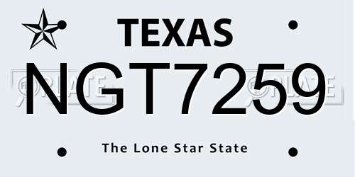NGT7259 Texas License Plate