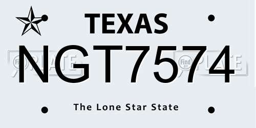 NGT7574 Texas License Plate