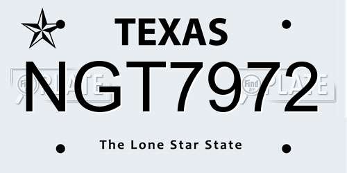 NGT7972 Texas License Plate