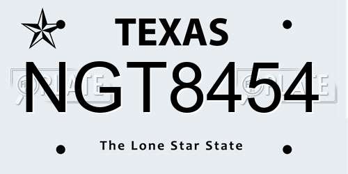 NGT8454 Texas License Plate