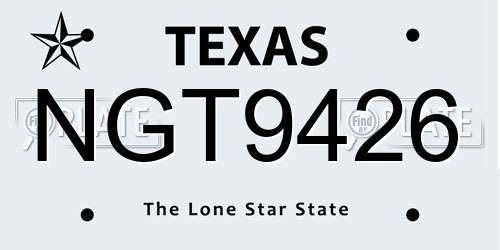 NGT9426 Texas License Plate