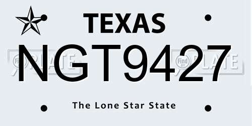 NGT9427 Texas License Plate