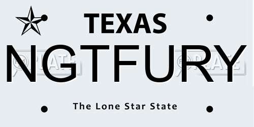 NGTFURY Texas License Plate