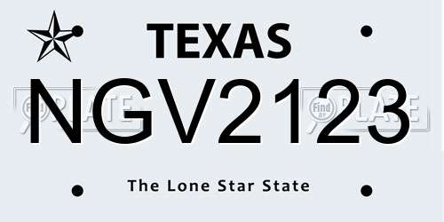 NGV2123 Texas License Plate