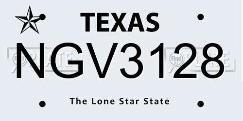 NGV3128 Texas License Plate