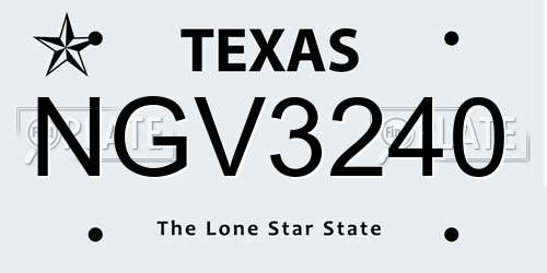 NGV3240 Texas License Plate