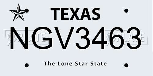 NGV3463 Texas License Plate