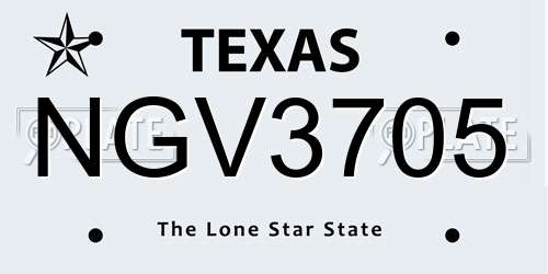 NGV3705 Texas License Plate