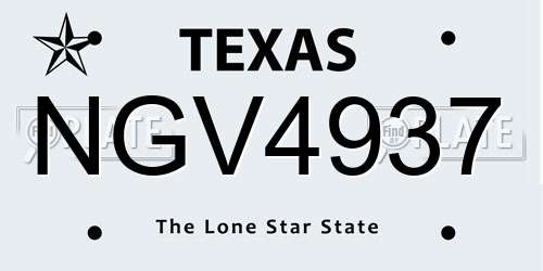 NGV4937 Texas License Plate