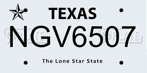 NGV6507 Texas License Plate
