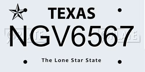 NGV6567 Texas License Plate