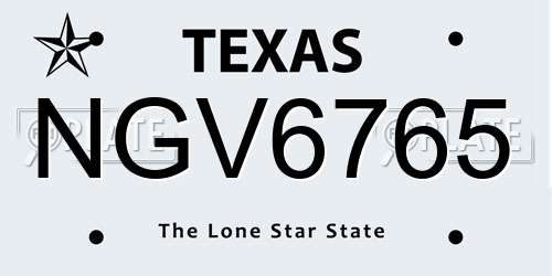 NGV6765 Texas License Plate