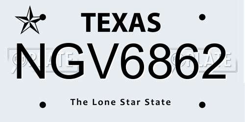 NGV6862 Texas License Plate
