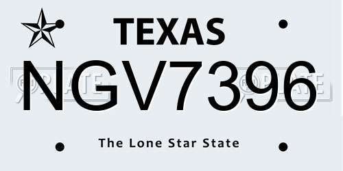 NGV7396 Texas License Plate