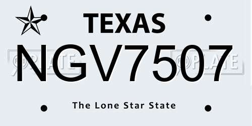 NGV7507 Texas License Plate
