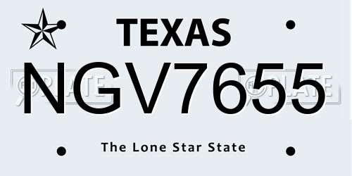 NGV7655 Texas License Plate