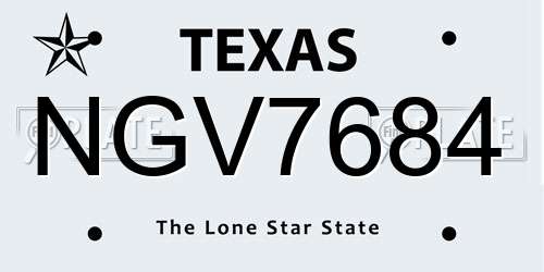 NGV7684 Texas License Plate