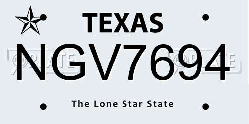 NGV7694 Texas License Plate