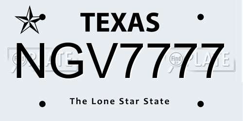 NGV7777 Texas License Plate