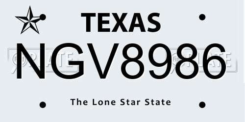 NGV8986 Texas License Plate